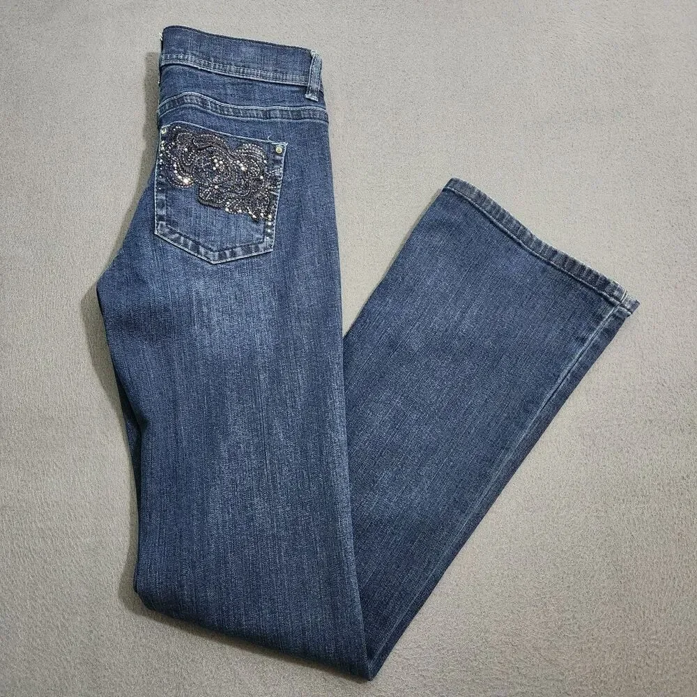 WHBM Women 2 Dark Wash Low Rise Bootcut Jeans